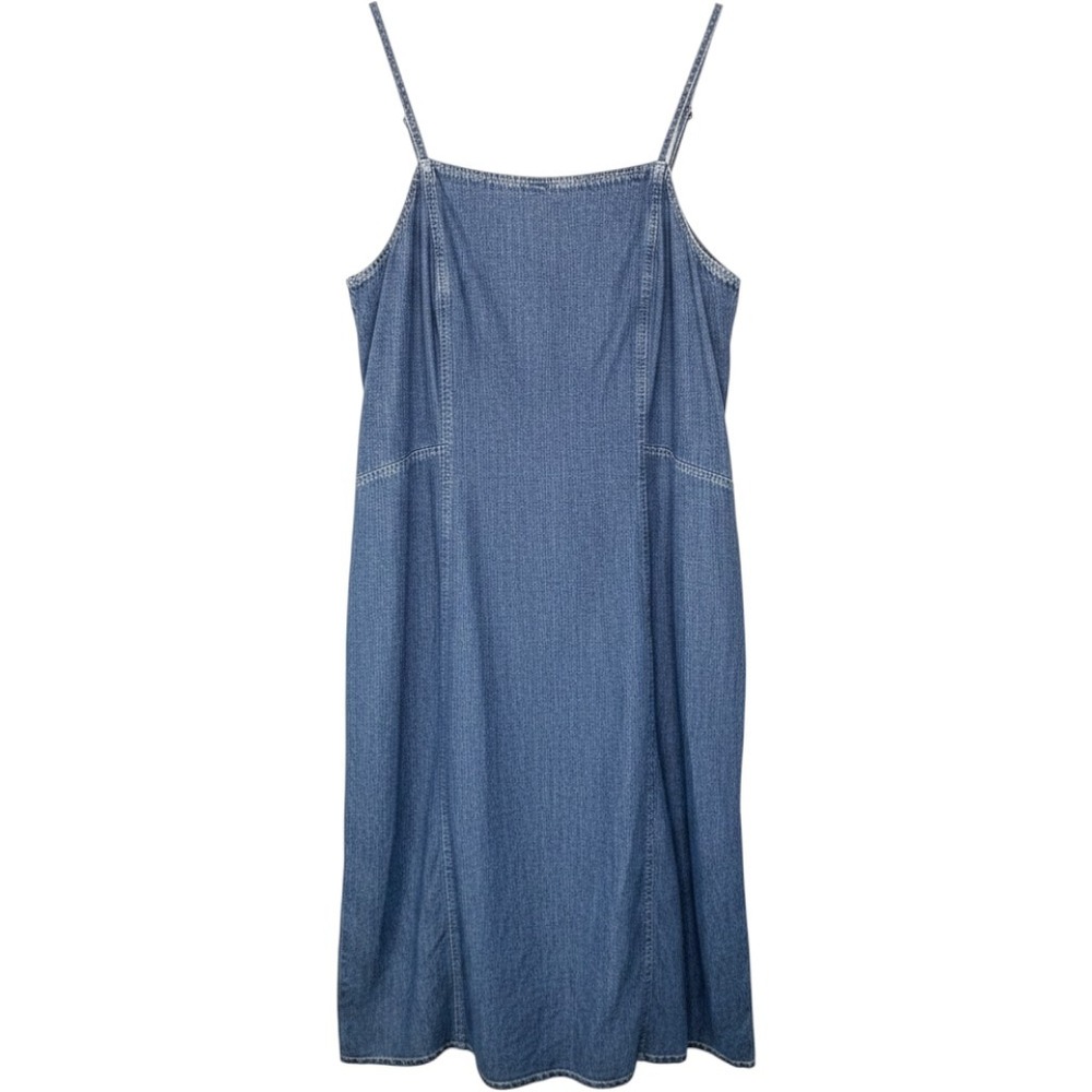 90s Y2k Venezia Jeans Denim Maxi Dress Womens 14/16 Sleeveless Cotton Zip Back